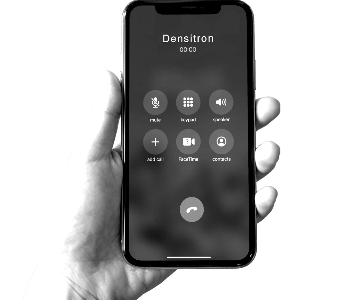 Mobile phone making a call to Densitron